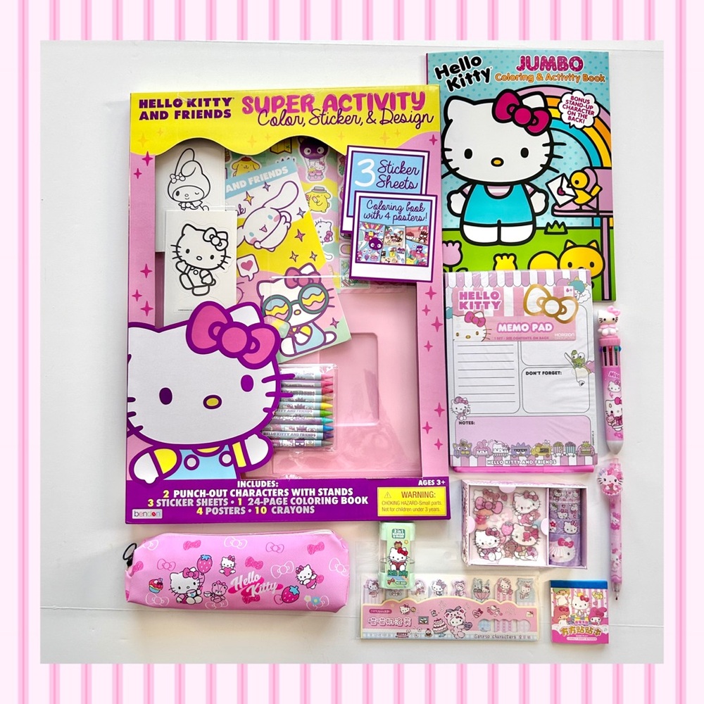 💖(HK366) Hello Kitty Adorable 10-Piece Stationery Bundle!